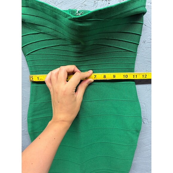 KatieJ‎ NYC Women’s L Green Bandage Dress Strapless Bodycon Cocktail Party Mini - Picture 6 of 12